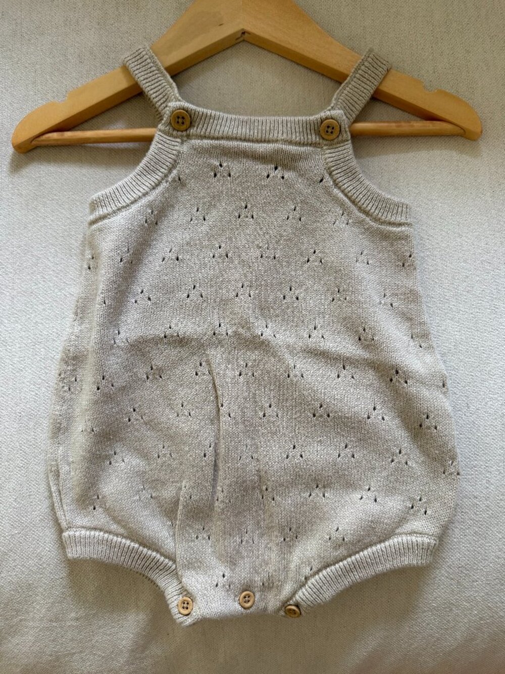 Organic Cotton Cream Knit Baby Romper Little Planet 6m